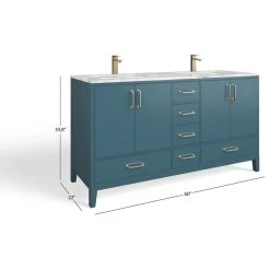 MOD Lagoon Bathroom Vanity, Royal Green, 60", Double, Without Mirror, Freestanding -Kraus Shop 0021e35603d9a955 4304 w800 h800 b1 p0