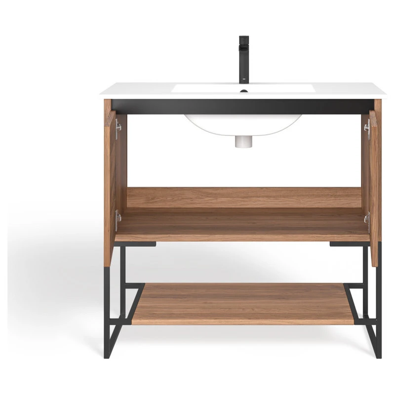 MOD Foundry Bath Vanity, Walnut, 36", Integrated Single Sink, Freestanding 14 MOD Foundry Bath Vanity, Walnut, 36", Integrated Single Sink, Freestanding - Image 12