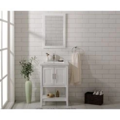 Legion Furniture Colby 24" Single Bathroom Vanity In White With White Ceramic Top