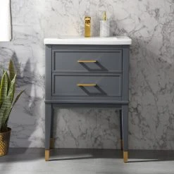 Urban Furnishing Clara 24" Single Bathroom Vanity In Gray With Porcelain Top -Kraus Shop 01f1e6330efd034a 2576 w800 h800 b0 p0