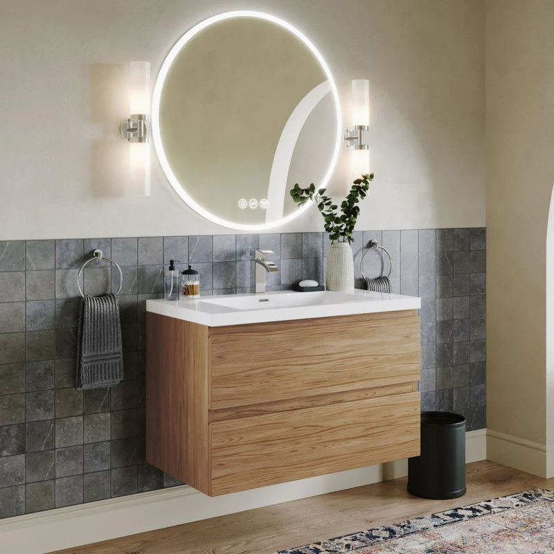 MOD Beacon Bath Vanity, Natural Oak, 36", Single Sink, Floating 4 MOD Beacon Bath Vanity, Natural Oak, 36", Single Sink, Floating - Image 2