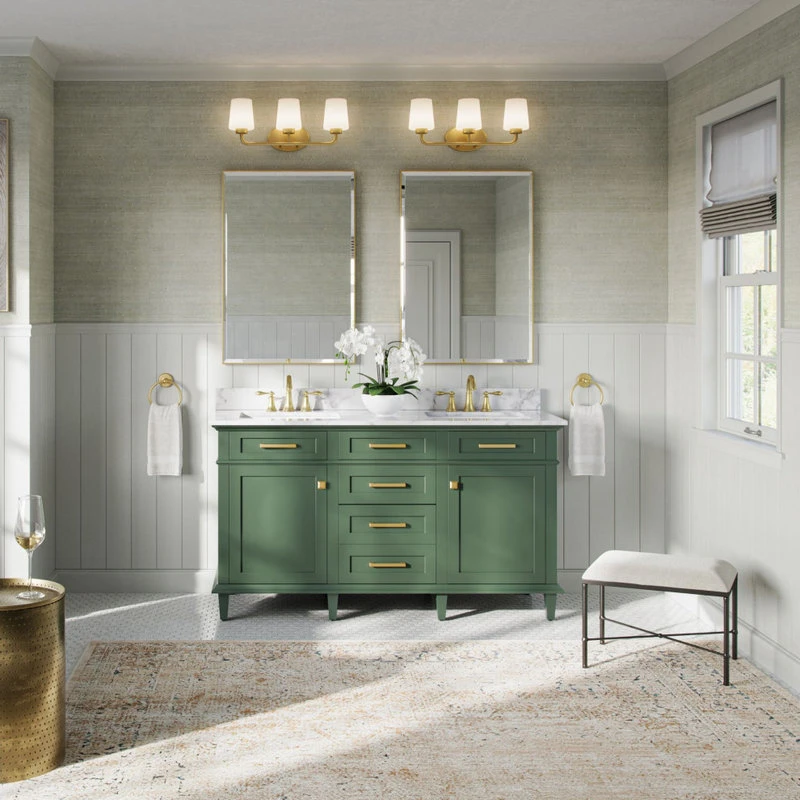 MOD The Joyce Bathroom Vanity, Double Sink, 60", Vogue Green, Freestanding 3 MOD The Joyce Bathroom Vanity, Double Sink, 60", Vogue Green, Freestanding