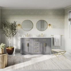 MOD The Yukon Bathroom Vanity, Double Sink, 60", Gray