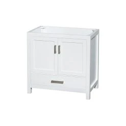 Wyndham Collection 36 Inch Single Bathroom Vanity In White, No Countertop, No Sink, And No Mirror