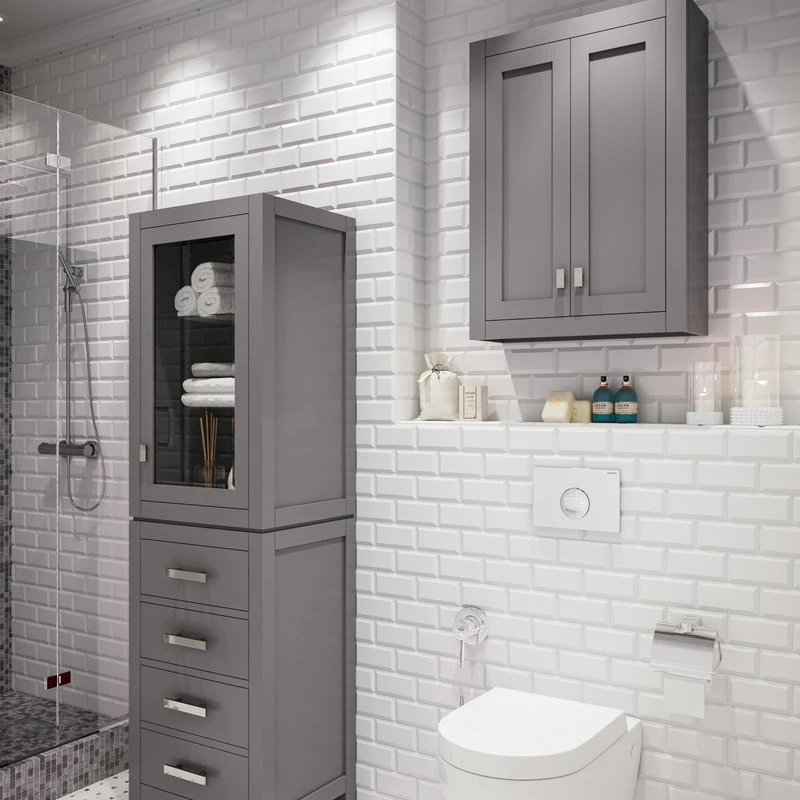 Water Creation Madison 24" W X 33" H X 8" D Bath Storage Wall Cabinet, Cashmere Grey 7 Water Creation Madison 24" W X 33" H X 8" D Bath Storage Wall Cabinet, Cashmere Grey - Image 5