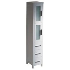 Fresca Torino Espresso Tall Bathroom Linen Side Cabinet, White
