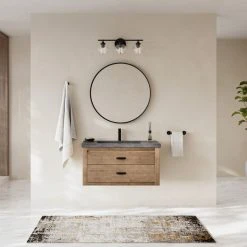 MOD The Stowe Bathroom Vanity, Weathered Fir, 36", Single Sink, Wall Mounted