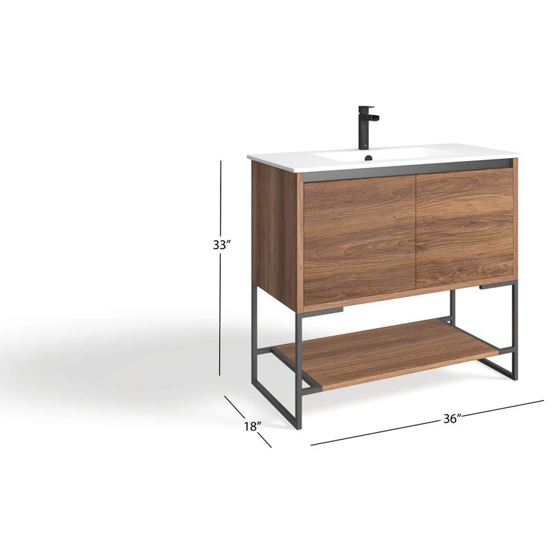 MOD Foundry Bath Vanity, Walnut, 36", Integrated Single Sink, Freestanding 10 MOD Foundry Bath Vanity, Walnut, 36", Integrated Single Sink, Freestanding - Image 8