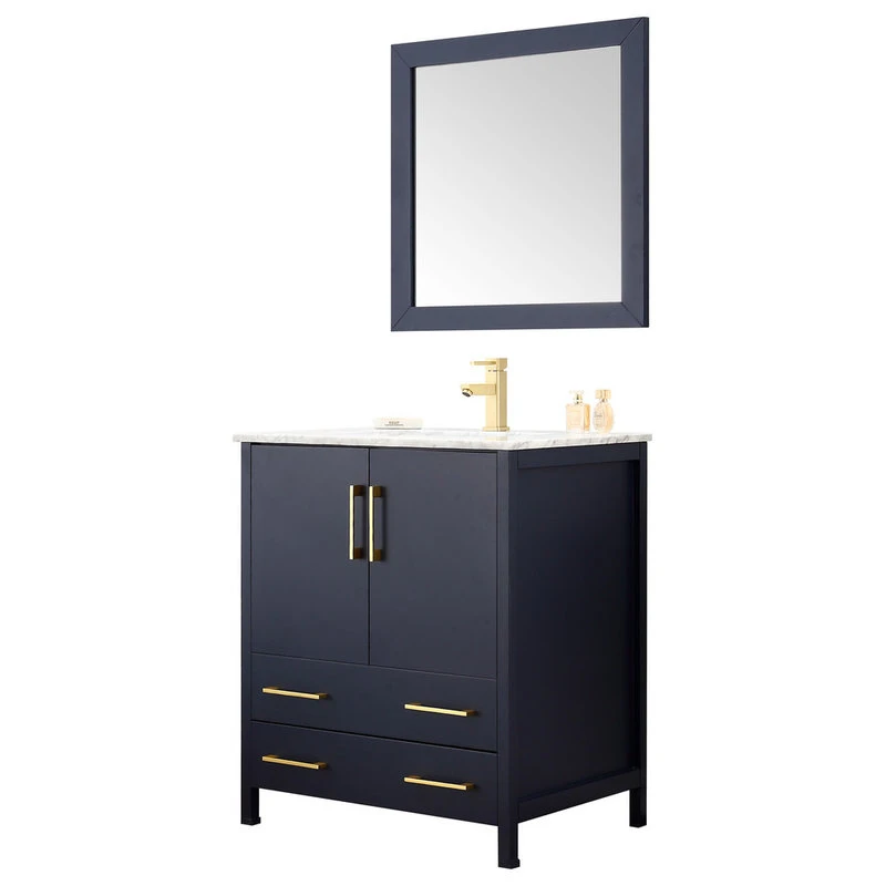 Legion Furniture Looking Glass 30" Single Bathroom Vanity In Blue With White Carrara Marble Top With Mirror 4 Legion Furniture Looking Glass 30" Single Bathroom Vanity In Blue With White Carrara Marble Top With Mirror - Image 2