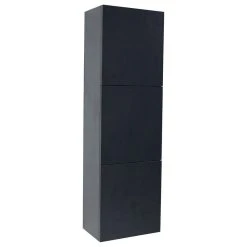 Fresca Black Bathroom Linen Side Cabinet W/ 3 Large Storage Areas FST8090BW