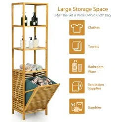 Gymax Bathroom Tilt-Out Laundry Hamper Bamboo Tower Hamper W/3-Tier Shelves -Kraus Shop 117120ee00ef8c72 7757 w800 h800 b1 p0
