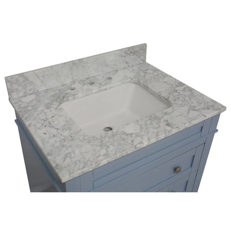 Kitchen Bath Collection Eleanor 30" Bathroom Vanity, Powder Blue, Carrara Marble Top 8 Kitchen Bath Collection Eleanor 30" Bathroom Vanity, Powder Blue, Carrara Marble Top - Image 6