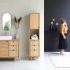 Solid Oak Tall Bathroom Cabinet | Tikamoon Jonak