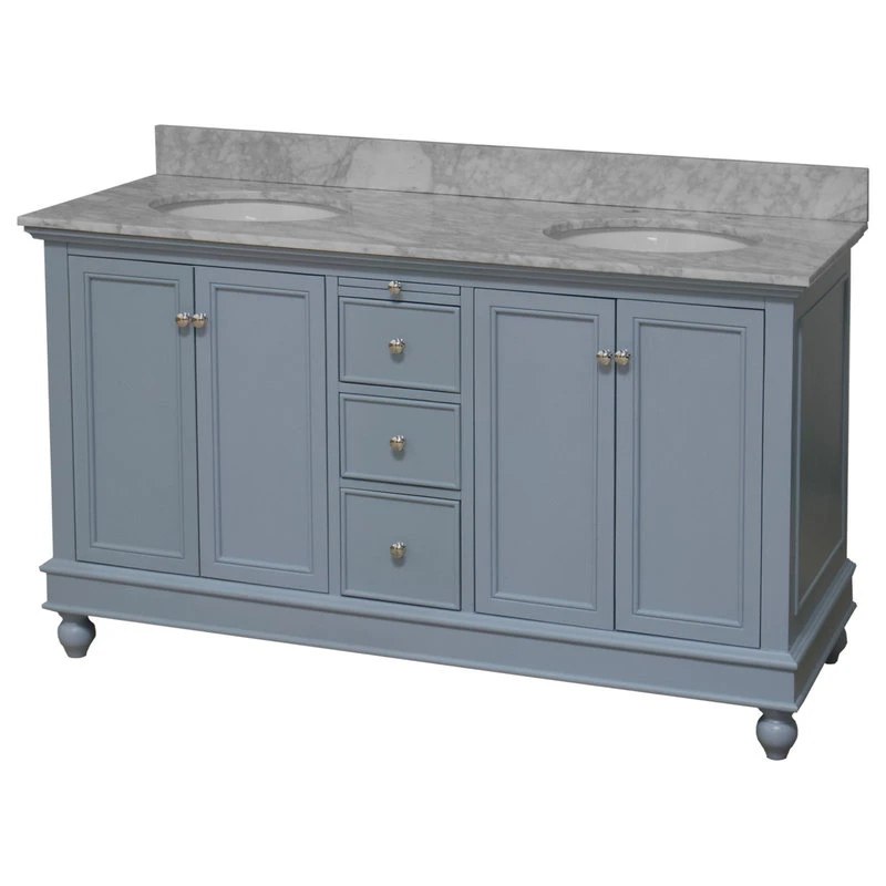 Kitchen Bath Collection Bella 60" Bathroom Vanity, Powder Blue, Carrara Marble, Double Vanity 6 Kitchen Bath Collection Bella 60" Bathroom Vanity, Powder Blue, Carrara Marble, Double Vanity - Image 4