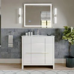MOD Esconde Bath Vanity, High Gloss White, 36", Single Sink, Freestanding -Kraus Shop 1821384903c74344 8155 w800 h800 b0 p0
