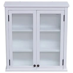 Bolton Furniture, Inc. Dorset 27"W X 29"H Wall Mounted Bath Storage Cabinet, Glass Cabinet Doors