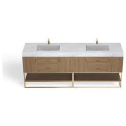 MOD Bahia Bath Vanity, Oak, 84", Brushed Gold Hardware, Double, Freestanding -Kraus Shop 19516de403c743bb 6743 w800 h800 b1 p0