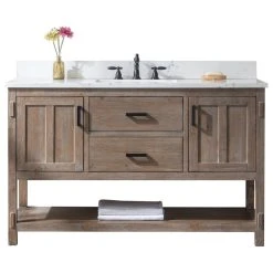 Urban Furnishing Harvey Farmhouse Bathroom Sink Vanity Brown Spruce, 54"