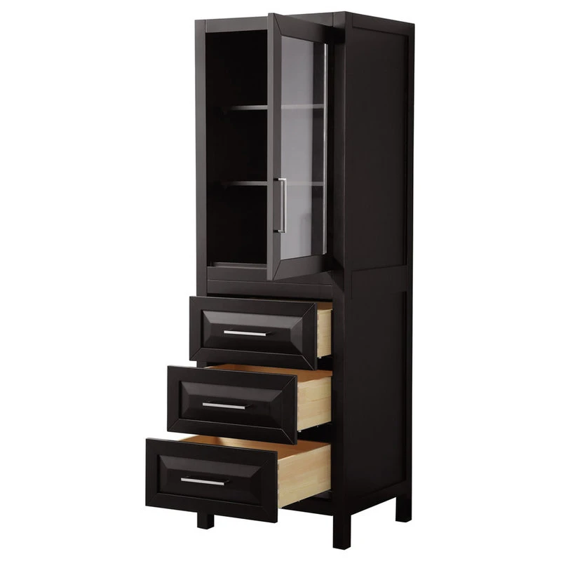 Wyndham Collection Daria Linen Tower In Dark Espresso With Chrome Trim & Shelved Cabinet Storage 4 Wyndham Collection Daria Linen Tower In Dark Espresso With Chrome Trim & Shelved Cabinet Storage - Image 2