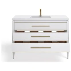 MOD Celios Bathroom Vanity, Single Sink, 48", White With Brass Trim, Freestanding -Kraus Shop 1a31e9ce03d05735 8453 w800 h800 b1 p0