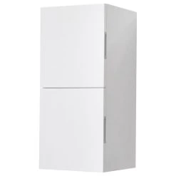 KUBEBATH Bliss 12"W X 24"H Linen Side Cabinet, 2 Doors, Nature Wood Finish, High Gloss Wh