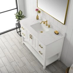 Urban Furnishing Henry Bathroom Sink Vanity Set, Carrara White Quartz Top, Base: White, 48" 20 Urban Furnishing Henry Bathroom Sink Vanity Set, Carrara White Quartz Top, Base: White, 48" -Kraus Shop 2101be810261982f 6437 w800 h800 b0 p0