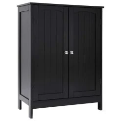 Imtinanz Black Bathroom Floor Storage Cabinet With 2 Shelf