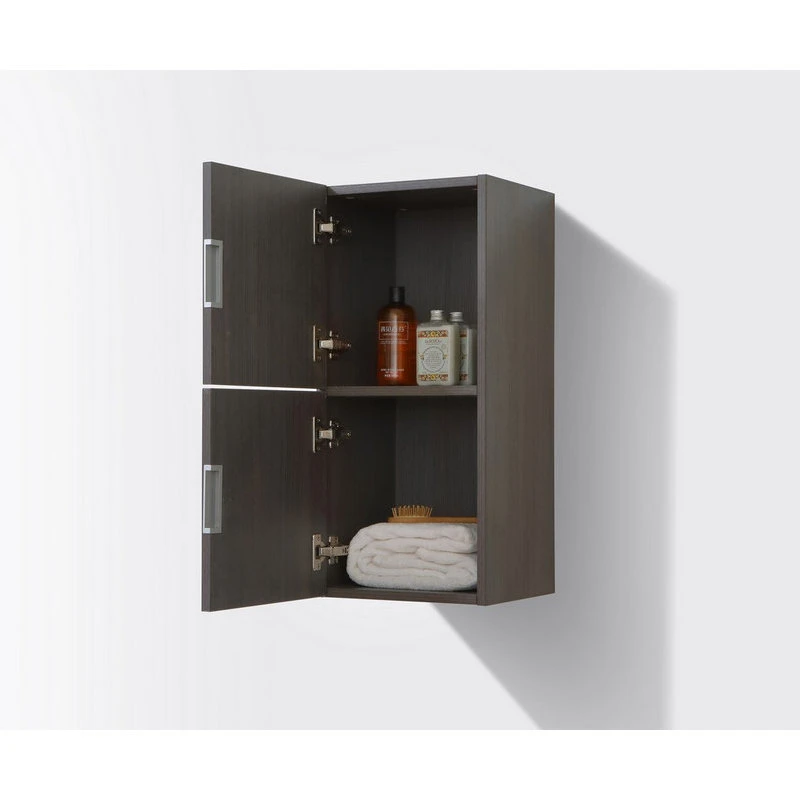 Kube Bath Bliss 12" Wide By 24" High Linen Side Cabinet, Two Doors, Gray Oak Finish 6 Kube Bath Bliss 12" Wide By 24" High Linen Side Cabinet, Two Doors, Gray Oak Finish - Image 4