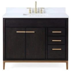Tennant Brand Beatrice 42" Single Bathroom Vanity In Brown With Quartz Top