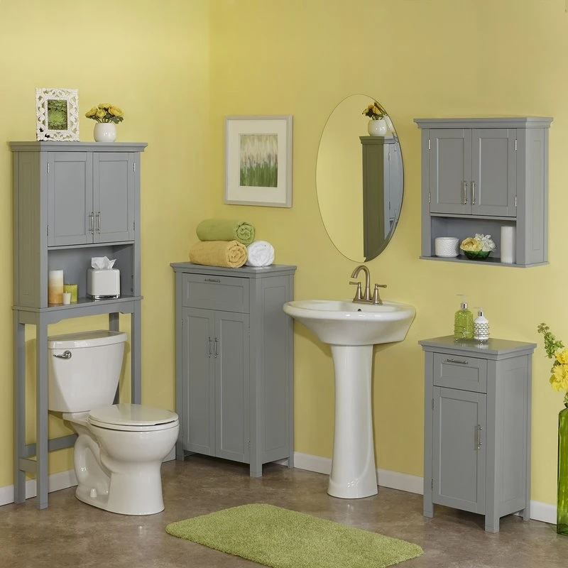 Charltan Double Door Wall Mounted Cabinet With Inner Shelf Adjustable, Gray 5 Charltan Double Door Wall Mounted Cabinet With Inner Shelf Adjustable, Gray - Image 3