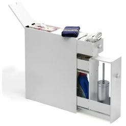 Costway Narrow Wood Floor Bathroom Storage Cabinet Holder Organizer