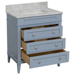 Kitchen Bath Collection Eleanor 30" Bathroom Vanity, Powder Blue, Carrara Marble Top 11 Kitchen Bath Collection Eleanor 30" Bathroom Vanity, Powder Blue, Carrara Marble Top -Kraus Shop 3041475302717285 1588 w800 h800 b1 p0
