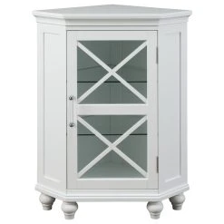 Elegant Home Fashions Wooden Bathroom Storage Corner Stand Cabinet