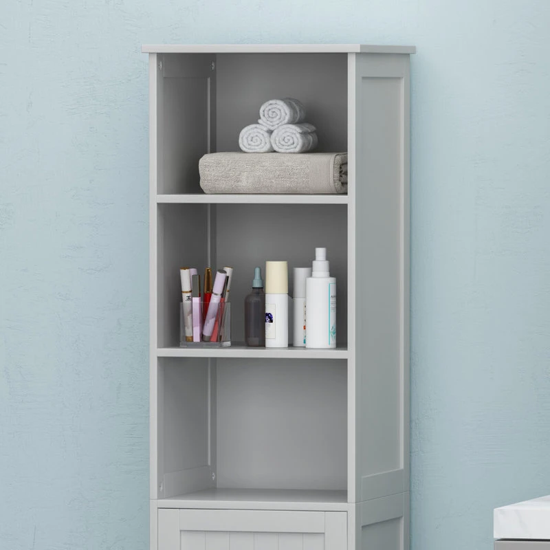 GDFStudio Lauren Modern Free Standing Bathroom Linen Tower Storage Cabinet, Light Gray 7 GDFStudio Lauren Modern Free Standing Bathroom Linen Tower Storage Cabinet, Light Gray - Image 5