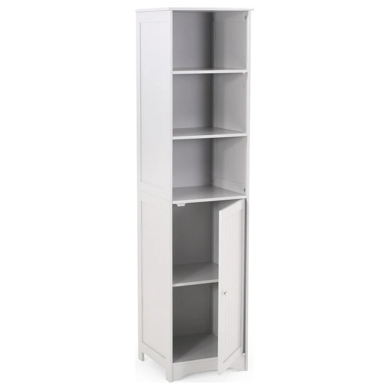 GDFStudio Lauren Modern Free Standing Bathroom Linen Tower Storage Cabinet, Light Gray 11 GDFStudio Lauren Modern Free Standing Bathroom Linen Tower Storage Cabinet, Light Gray - Image 9