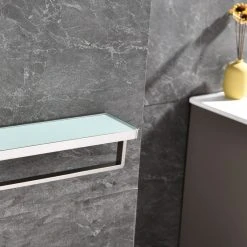 Lexora Bagno Bianca St. Steel Wh. Glass Shelf, Towel Bar Brushed Nickel -Kraus Shop 3221cfdf0ed66e80 3405 w800 h800 b0 p0
