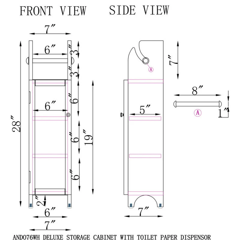 Bolton Furniture, Inc. Dover 7"W X 28"H Deluxe Storage Cabinet, Toilet Paper Dispenser 9 Bolton Furniture, Inc. Dover 7"W X 28"H Deluxe Storage Cabinet, Toilet Paper Dispenser - Image 7
