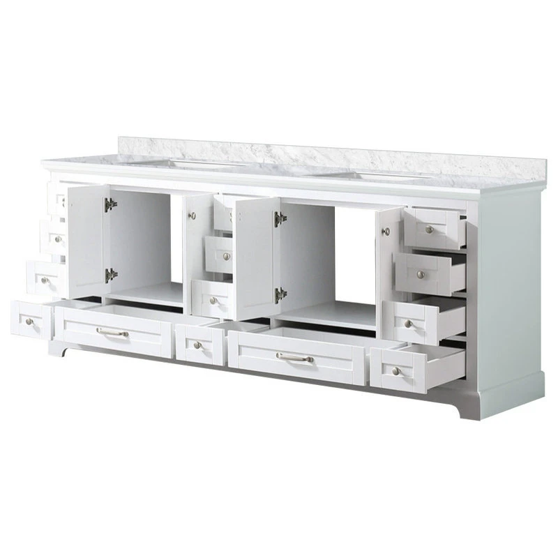 Lexora Dukes Bath Vanity, White, 84", Marble Top, Vanity, Countertop, And Sink 6 Lexora Dukes Bath Vanity, White, 84", Marble Top, Vanity, Countertop, And Sink - Image 4