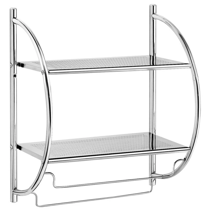 Costway 2 Tier Wall Mount Shower Toilet Bathroom Storage Rack Holder Towel Bar 6 Costway 2 Tier Wall Mount Shower Toilet Bathroom Storage Rack Holder Towel Bar - Image 4