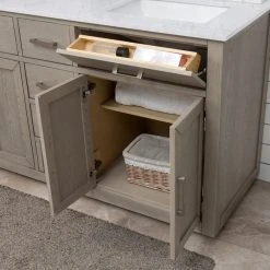 Urban Furnishing Grace 60" Double Bathroom Vanity In Rich Antique Gray Oak With Carrara White Quartz Top -Kraus Shop 3651e3b100188647 8688 w800 h800 b0 p0