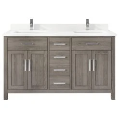 Art Bathe Kali Vanity With Power Bar And Drawer Organizer, French Gray, 60"
