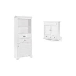 Home Square 2 Piece Bathroom Furniture Set With Medicine Cabinet And Linen Cabinet In White