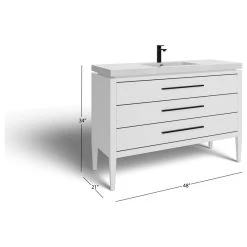 MOD Celios Bathroom Vanity, Single Sink, 48", White With Black Trim, Freestanding -Kraus Shop 3761daa303d05732 8556 w800 h800 b1 p0