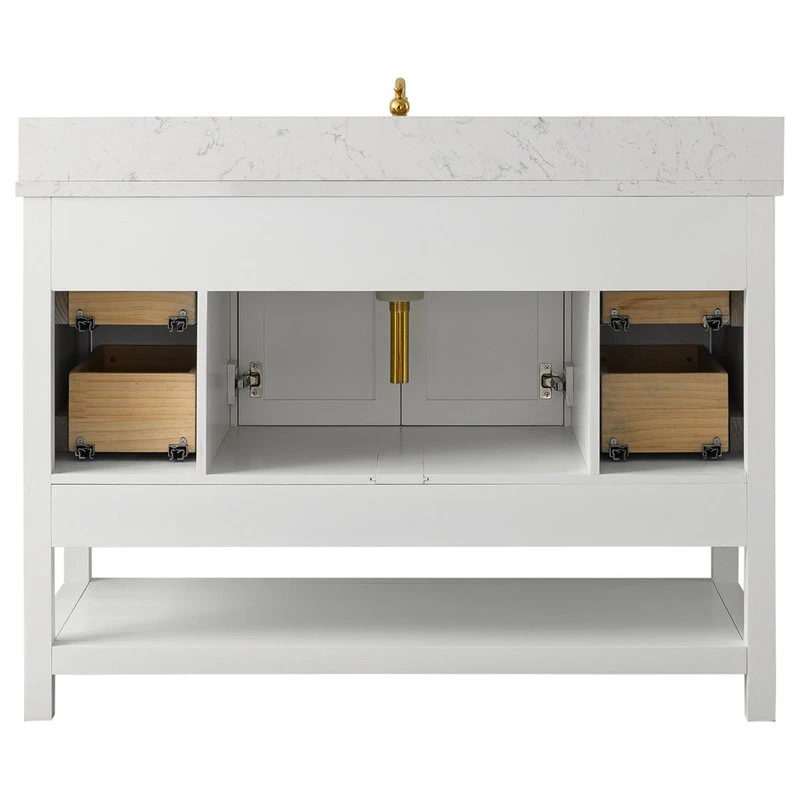 Urban Furnishing Henry Bathroom Sink Vanity Set, Carrara White Quartz Top, Base: White, 48" 11 Urban Furnishing Henry Bathroom Sink Vanity Set, Carrara White Quartz Top, Base: White, 48" - Image 9