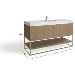 MOD Bahia Bath Vanity, Oak, 60", Brushed Gold Hardware, Single, Freestanding -Kraus Shop 3971ca0403acb05a 1946 w800 h800 b1 p0