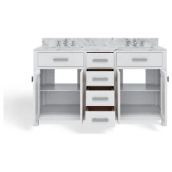 MOD The Polaris Bathroom Vanity, Double Sink, 60", Pure White, Freestanding -Kraus Shop 3a710d2803d04740 4362 w800 h800 b1 p0