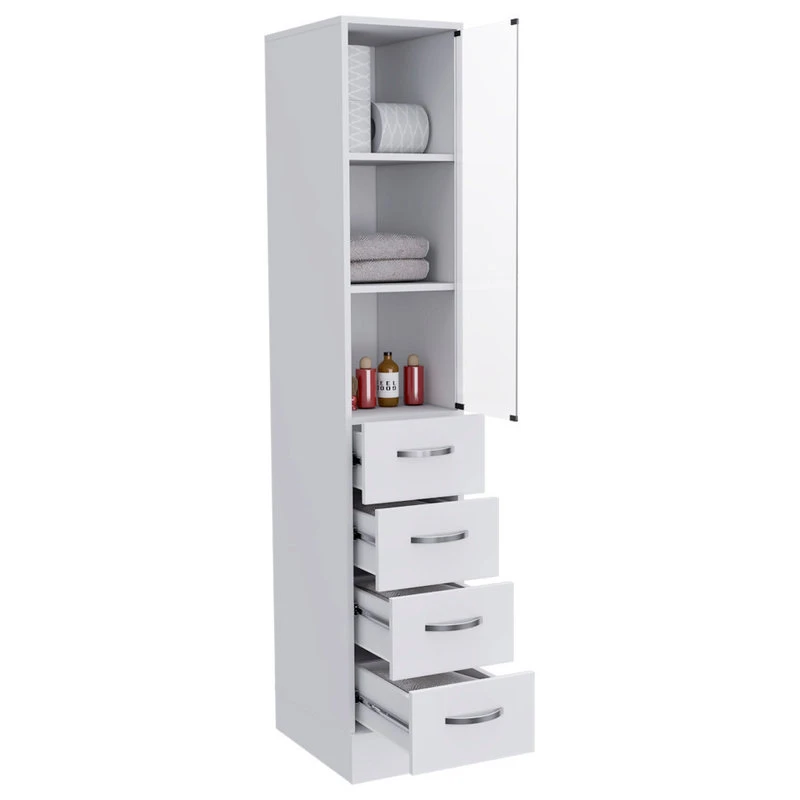 FM FURNITURE Preston Linen Cabinet, White 4 FM FURNITURE Preston Linen Cabinet, White - Image 2