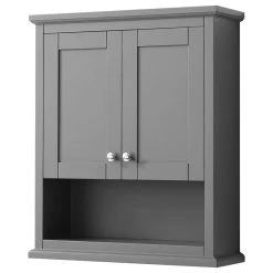 Wyndham Collection Avery Wall-Mounted Bathroom Storage Cabinet, Dark Gray