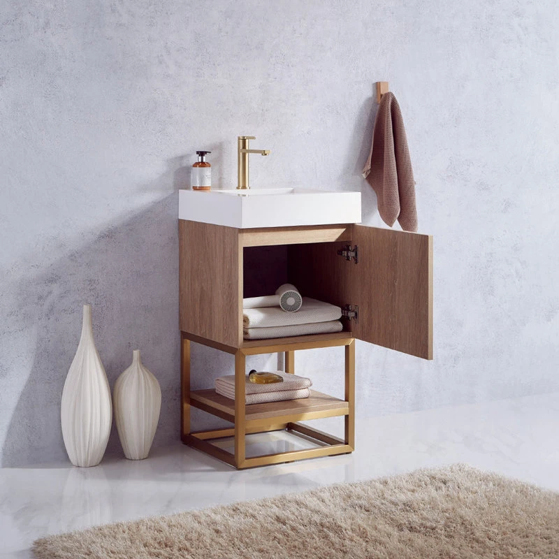 Vinnova Alistair 18" Single Bathroom Vanity In North American Oak With Vibrant White Stone Top 7 Vinnova Alistair 18" Single Bathroom Vanity In North American Oak With Vibrant White Stone Top - Image 5