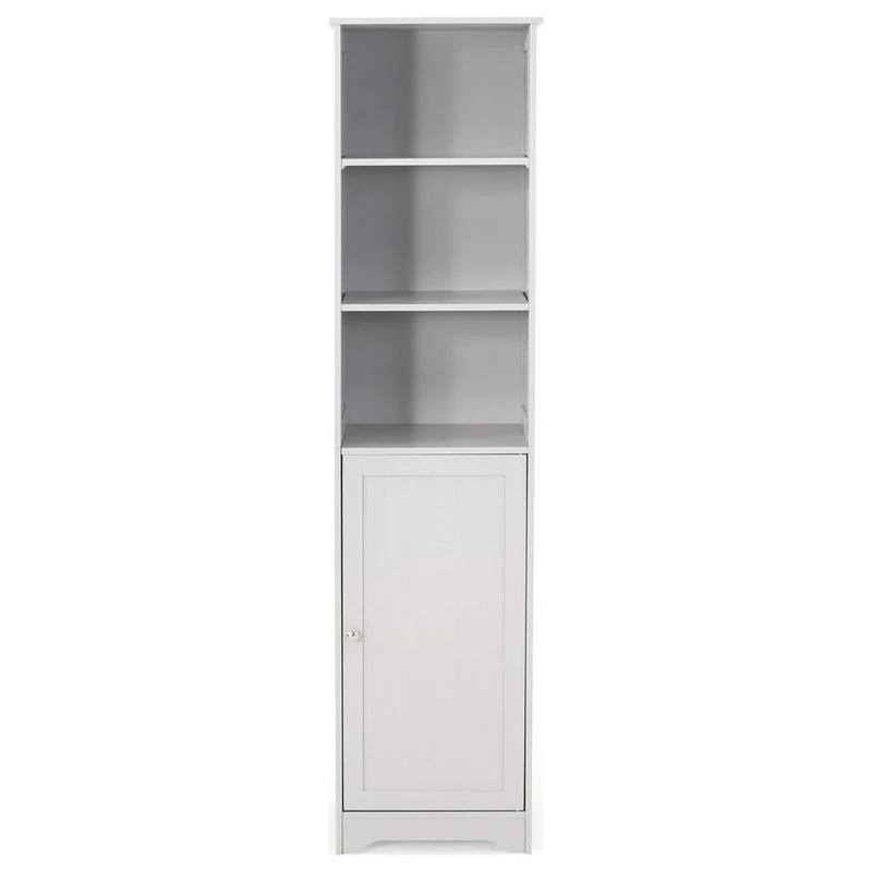 GDFStudio Lauren Modern Free Standing Bathroom Linen Tower Storage Cabinet, Light Gray 3 GDFStudio Lauren Modern Free Standing Bathroom Linen Tower Storage Cabinet, Light Gray